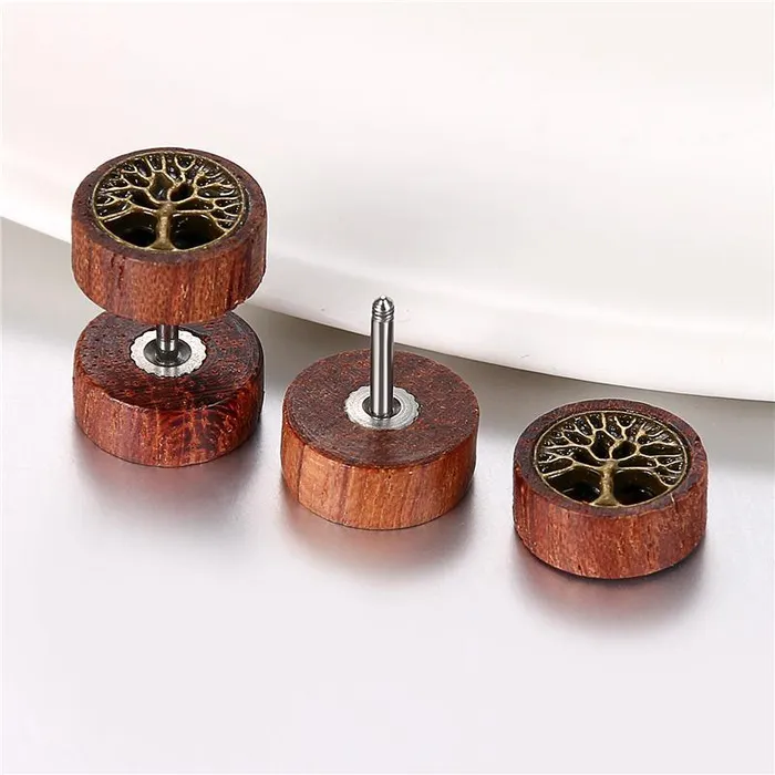 sparklingselections Earrings Double Sided Round Life Tree Stud Earrings