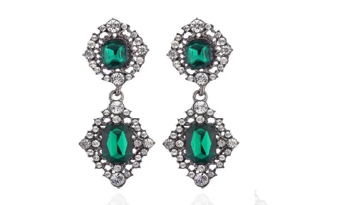 sparklingselections Earrings Green Stone Crystal Drop Earrings For Women