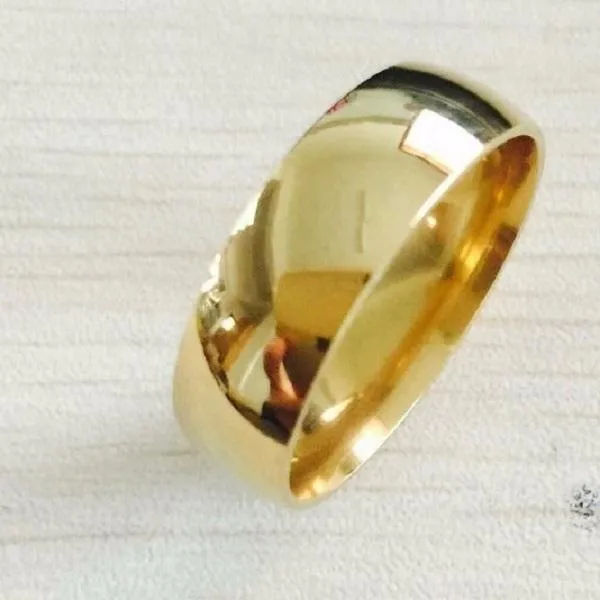 sparklingselections Rings High polish Wide 8mm Titanium Gold Wedding Ring For Men Best Jewelry For Gifts