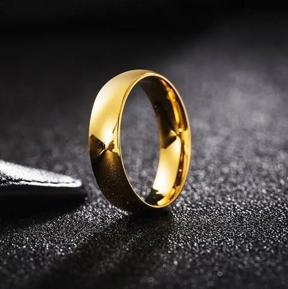 sparklingselections Rings High polish Wide 8mm Titanium Gold Wedding Ring For Men Best Jewelry For Gifts