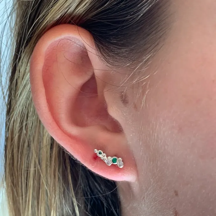 Sterling Silver Bubble Climbers with Emeralds and Diamonds Emily Amey Jewelry Rings