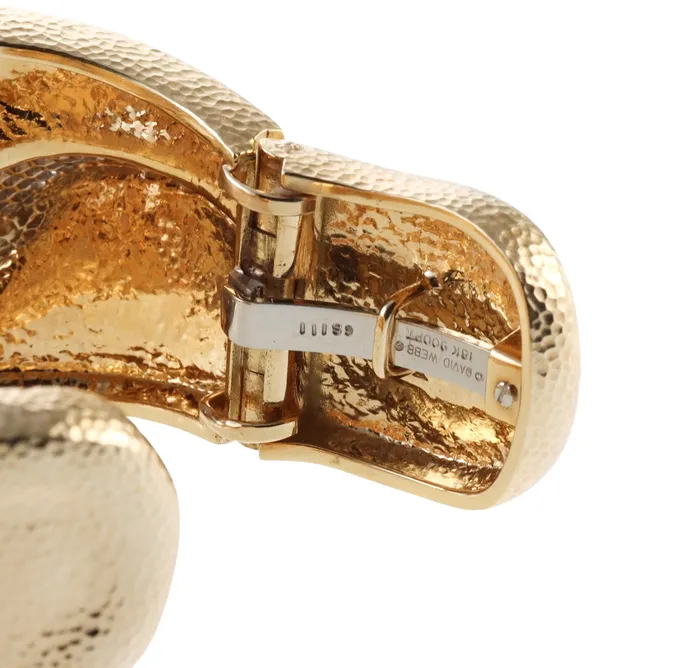 Bracelets David Webb Carved Crystal Diamond Gold Platinum Cuff Bracelet David Webb