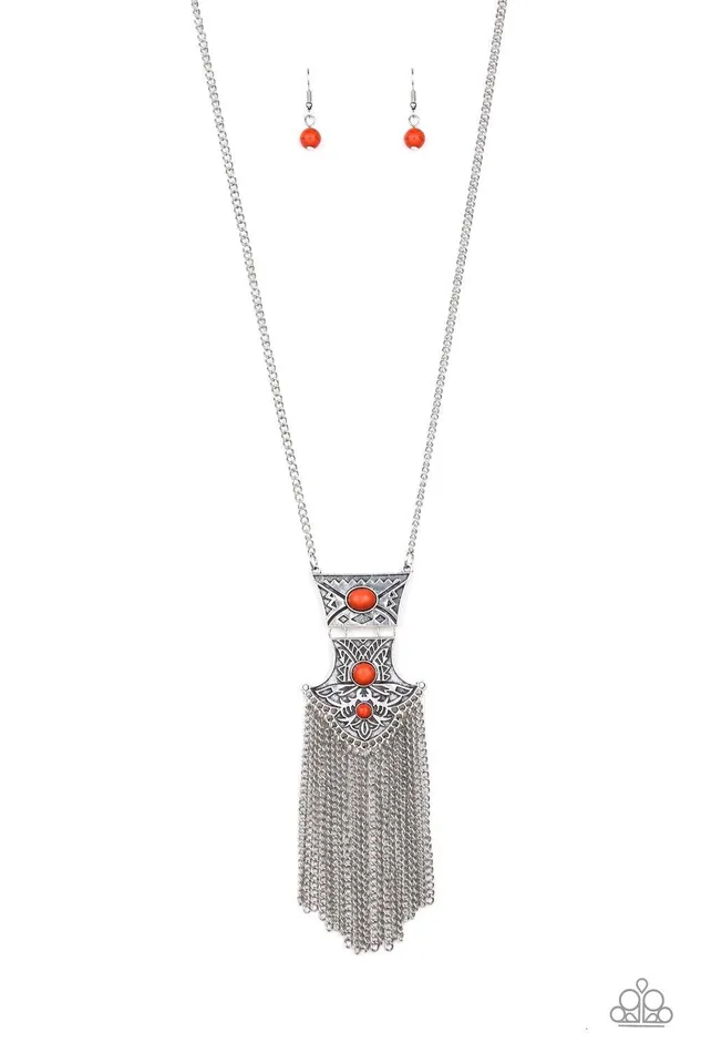 Necklaces Paparazzi Accessories Totem Tassel Orange Necklace Jewelry by Bretta