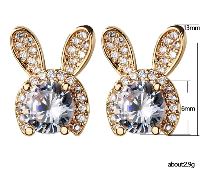 Diamond Rabbit Earrings Gold Diamond Earrings Womens Earrings Diamond Ear Studs Womens Gold Diamond Stud Earrings Womens Ear Studs Minx London Earrings