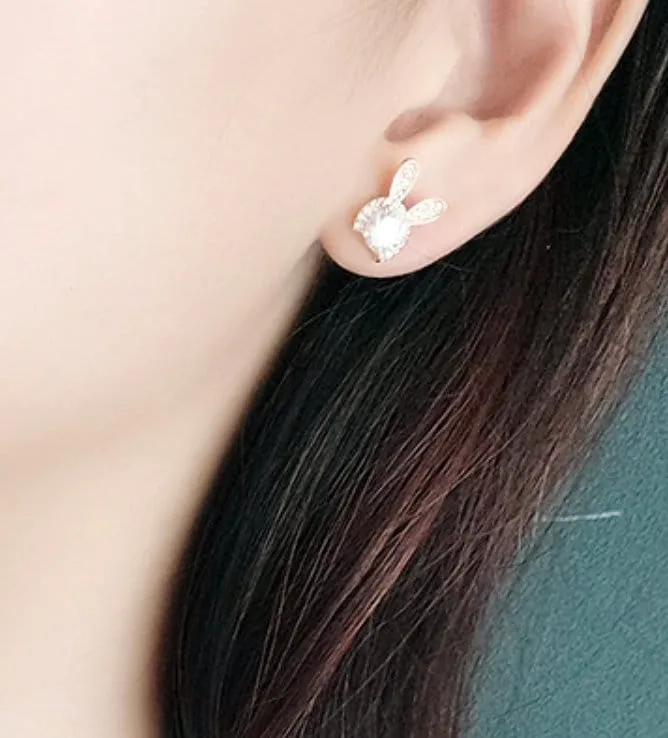 Diamond Rabbit Earrings Gold Diamond Earrings Womens Earrings Diamond Ear Studs Womens Gold Diamond Stud Earrings Womens Ear Studs Minx London Earrings