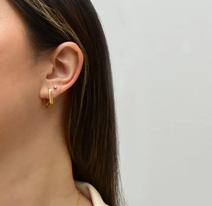 Mai Dsire Earrings 18K GOLD SQUARE HUGGIE EARRINGS SAMPLE