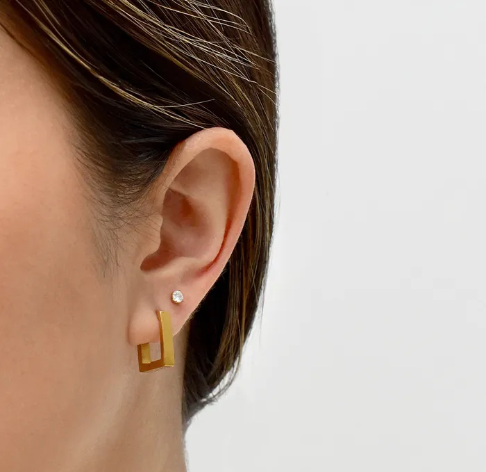 Mai Dsire Earrings 18K GOLD SQUARE HUGGIE EARRINGS SAMPLE