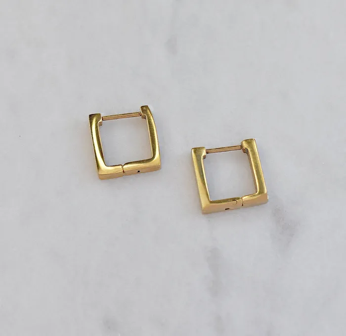 Mai Dsire Earrings 18K GOLD SQUARE HUGGIE EARRINGS SAMPLE
