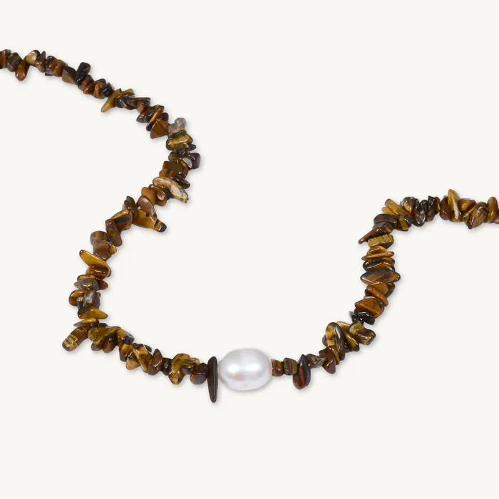 Necklaces Camile Stone Tiger Eye Stone Pearl Necklace