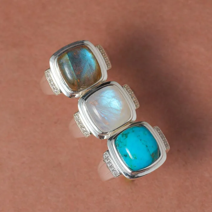YoTreasure Rainbow Moonstone White Zircon Ring in 925 Sterling Silver Rings YoTreasure Rainbow Moonstone White Zircon Ring in 925 Sterling Silver Rings