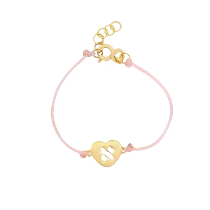 Bracelets 14K Gold Hebrew Initial Cutout Cord Baby Bracelet Izakov Diamonds Fine Jewelry