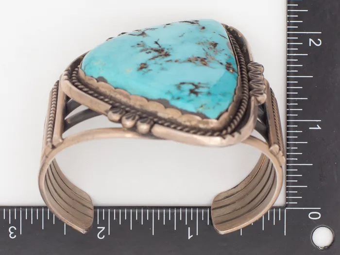 Crown Jewels Coin Bracelets Handmade Sterling Silver Natural Turquoise Cuff Bracelet Hallmark Unknown