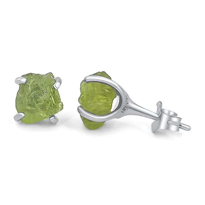 Earrings Uniquelan Jewelry Raw Peridot Ring and Stud Earrings Set