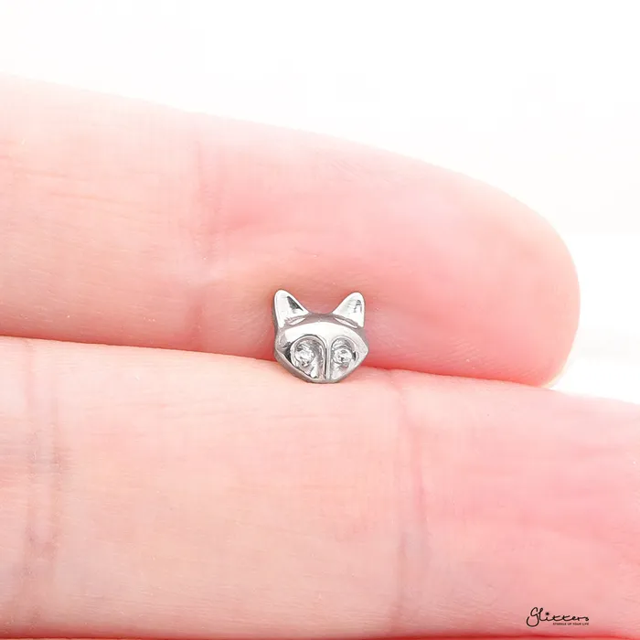 Glitters Fox Head Top Internally Threaded Flat Back Stud Earrings Earrings