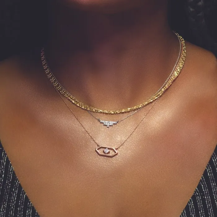 Necklaces 302 Fine Jewelry Geometric 14 CTW Diamond 18 or 16 Necklace Solid 14K Yellow Rose Gold