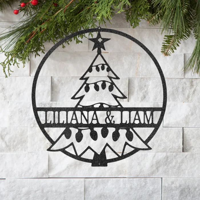 Necklaces My Easy Monogram Personalized Christmas Tree Metal Wall Sign Christmas Decor Custom Holiday Decor Custom Name Sign Holiday Gift Christmas Wreath