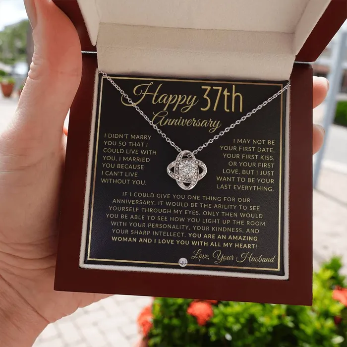 ShineOn Fulfillment Necklaces 37th Anniversary Gift For Wife Beautiful Womens Pendant Necklace Heartfelt Anniversary Message