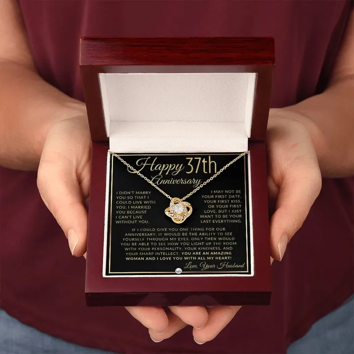 ShineOn Fulfillment Necklaces 37th Anniversary Gift For Wife Beautiful Womens Pendant Necklace Heartfelt Anniversary Message