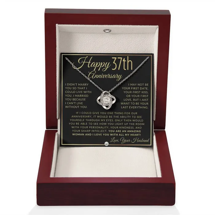 ShineOn Fulfillment Necklaces 37th Anniversary Gift For Wife Beautiful Womens Pendant Necklace Heartfelt Anniversary Message