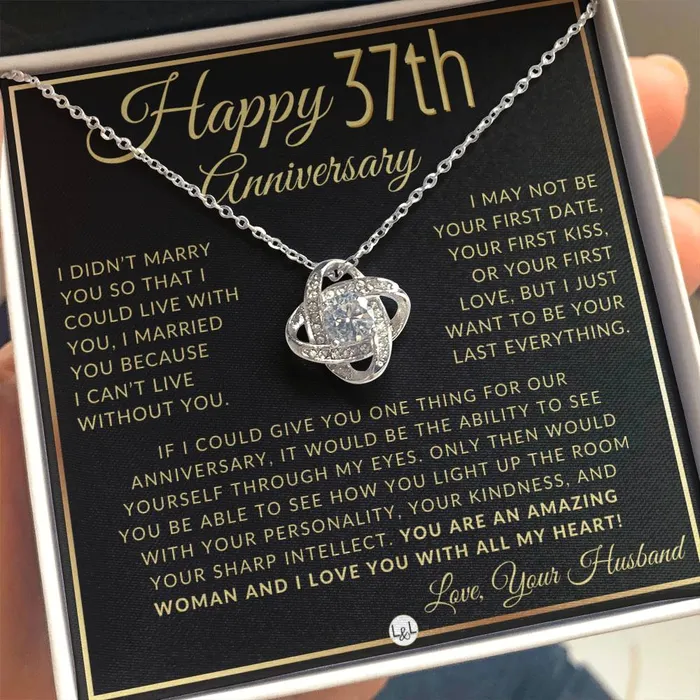 ShineOn Fulfillment Necklaces 37th Anniversary Gift For Wife Beautiful Womens Pendant Necklace Heartfelt Anniversary Message