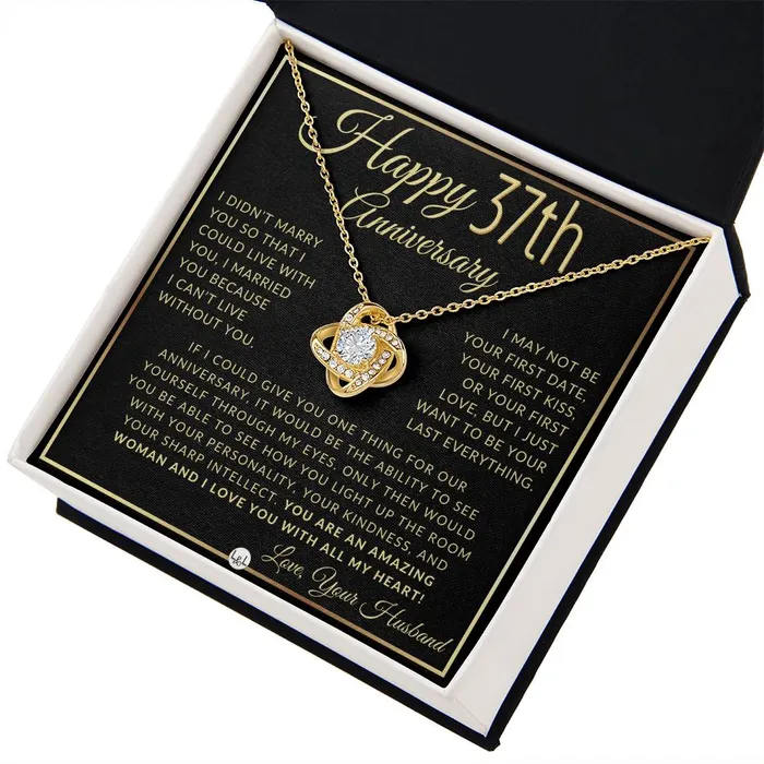 ShineOn Fulfillment Necklaces 37th Anniversary Gift For Wife Beautiful Womens Pendant Necklace Heartfelt Anniversary Message
