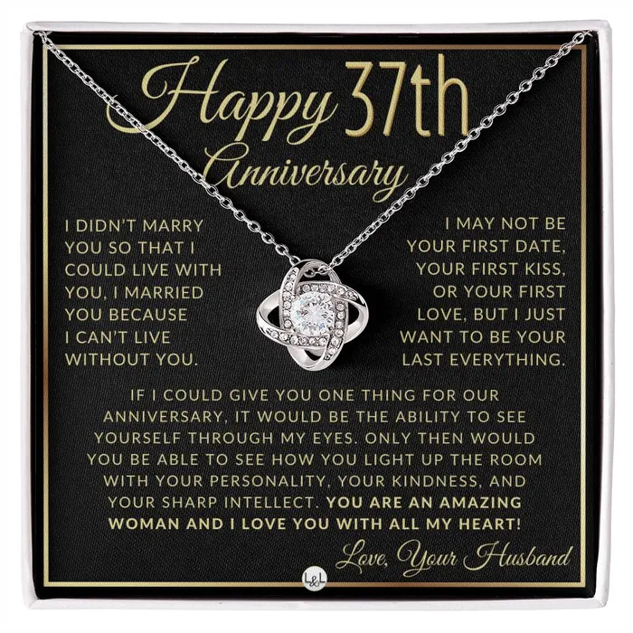 ShineOn Fulfillment Necklaces 37th Anniversary Gift For Wife Beautiful Womens Pendant Necklace Heartfelt Anniversary Message