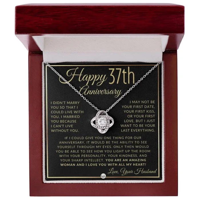 ShineOn Fulfillment Necklaces 37th Anniversary Gift For Wife Beautiful Womens Pendant Necklace Heartfelt Anniversary Message