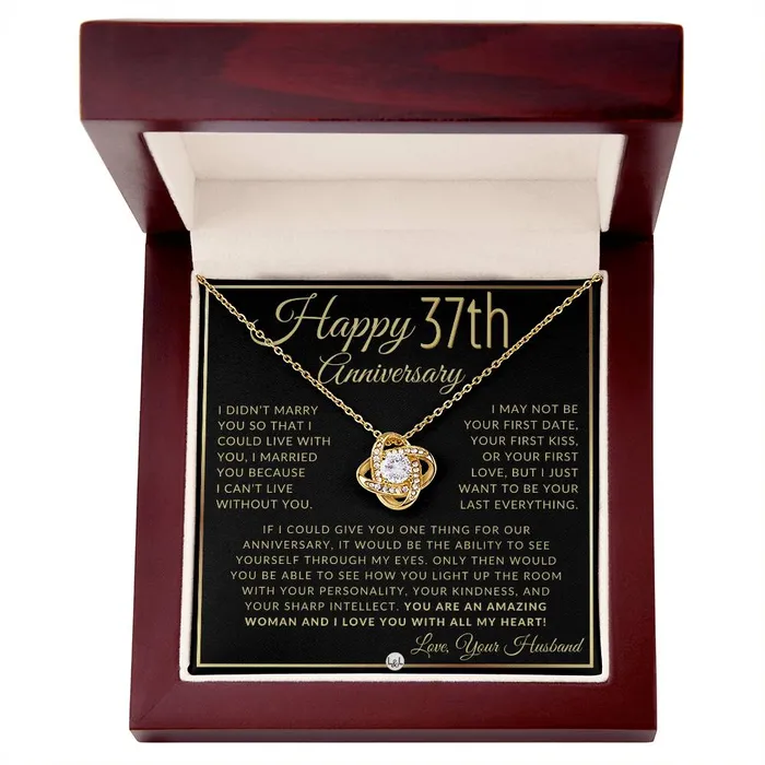 ShineOn Fulfillment Necklaces 37th Anniversary Gift For Wife Beautiful Womens Pendant Necklace Heartfelt Anniversary Message