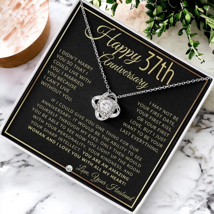 ShineOn Fulfillment Necklaces 37th Anniversary Gift For Wife Beautiful Womens Pendant Necklace Heartfelt Anniversary Message