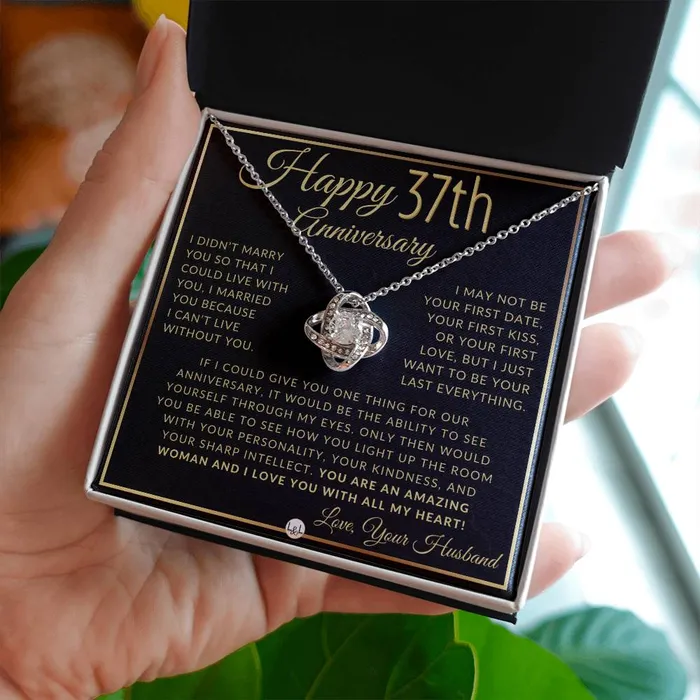 ShineOn Fulfillment Necklaces 37th Anniversary Gift For Wife Beautiful Womens Pendant Necklace Heartfelt Anniversary Message