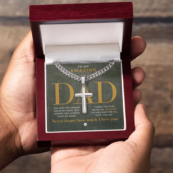 ShineOn Fulfillment Necklaces Gift For Dad Mens Chain with Engravable Cross Necklace Christian Jewelry For Dad For Fathers Day Christmas or His Birthday