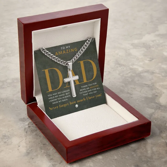 ShineOn Fulfillment Necklaces Gift For Dad Mens Chain with Engravable Cross Necklace Christian Jewelry For Dad For Fathers Day Christmas or His Birthday