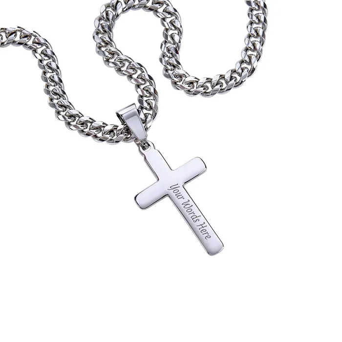 ShineOn Fulfillment Necklaces Gift For Dad Mens Chain with Engravable Cross Necklace Christian Jewelry For Dad For Fathers Day Christmas or His Birthday