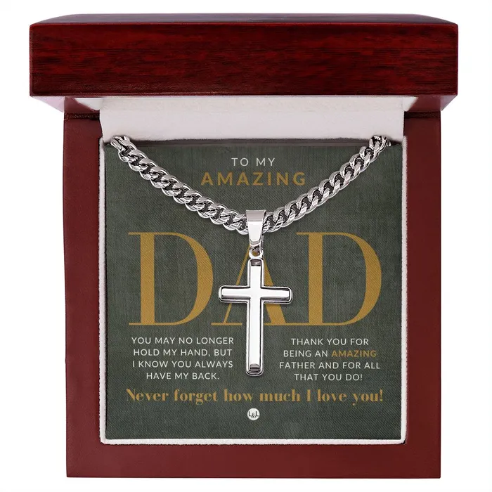 ShineOn Fulfillment Necklaces Gift For Dad Mens Chain with Engravable Cross Necklace Christian Jewelry For Dad For Fathers Day Christmas or His Birthday