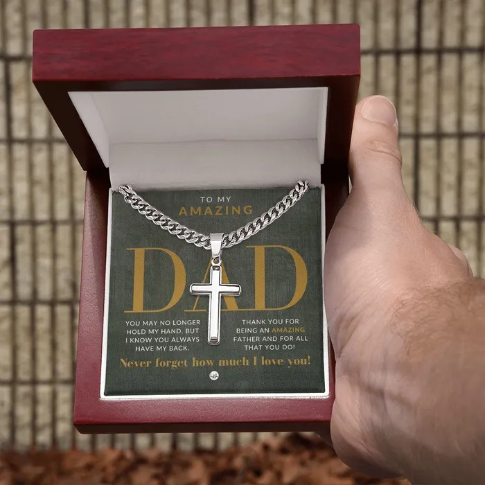 ShineOn Fulfillment Necklaces Gift For Dad Mens Chain with Engravable Cross Necklace Christian Jewelry For Dad For Fathers Day Christmas or His Birthday