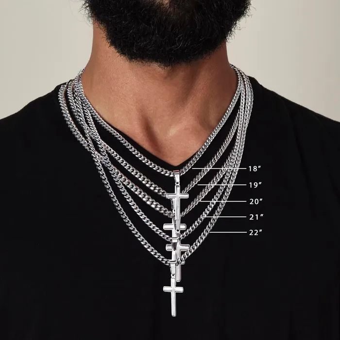 ShineOn Fulfillment Necklaces Gift For Dad Mens Chain with Engravable Cross Necklace Christian Jewelry For Dad For Fathers Day Christmas or His Birthday