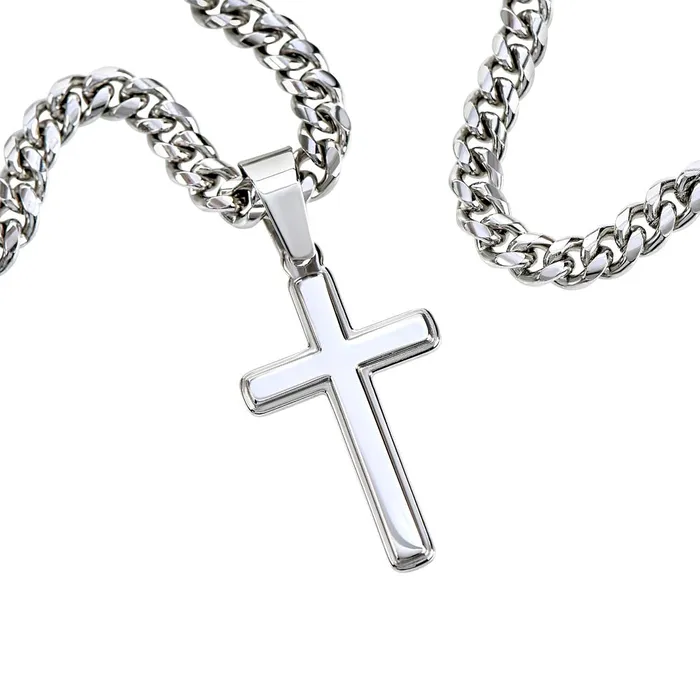 ShineOn Fulfillment Necklaces Gift For Dad Mens Chain with Engravable Cross Necklace Christian Jewelry For Dad For Fathers Day Christmas or His Birthday