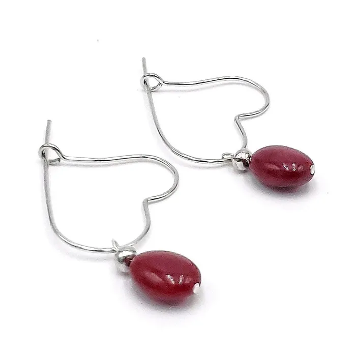 Uniquelan Jewelry Ruby Heart Drop Earrings Earrings Uniquelan Jewelry Ruby Heart Drop Earrings Earrings
