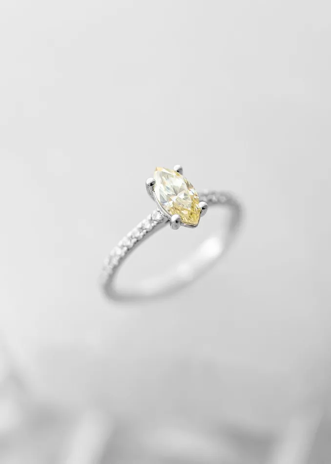 Venvs New Theme Rings The Aurora Ring 71ct Marquise Cut Yellow Diamond White Gold