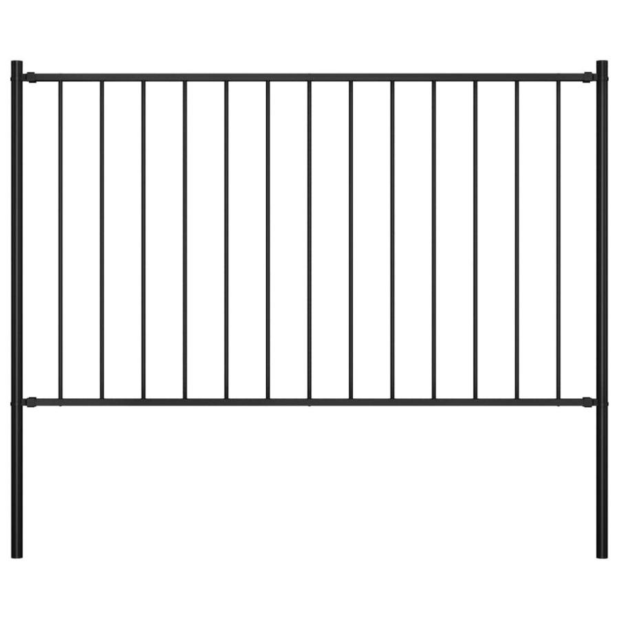 Fencing Decking & Landscaping |  Fence Panel With Posts Powder-Coated Steel 1.7X0.75 M Black Fencing Decking & Landscaping Black