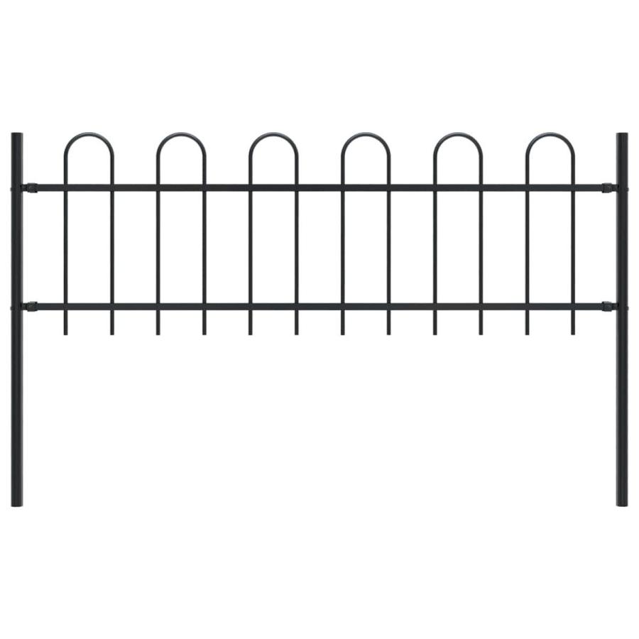 Fencing Decking & Landscaping |  Garden Fence With Hoop Top Steel 1.7 M Black Fencing Decking & Landscaping Black