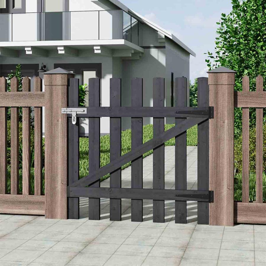 Fencing Decking & Landscaping |  Garden Sanctuary 90 H Garden Wood Grey Fence Gate With Latch Fencing Decking & Landscaping Black