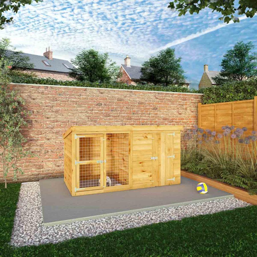 Garden Buildings |  Berkshire Dog Kennel & Run – 8' X 4' Garden Buildings Brown