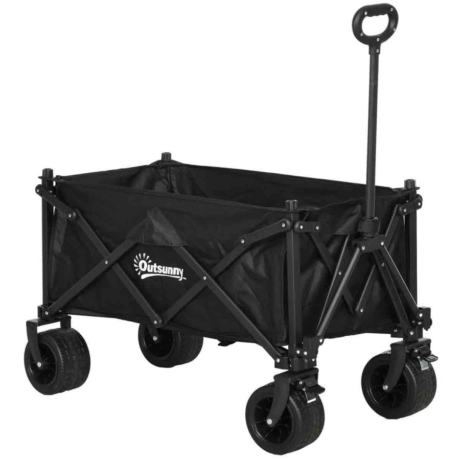 Garden Tools |  Foldable Garden Cart, Outdoor Utility Wagon, Black Garden Tools Black