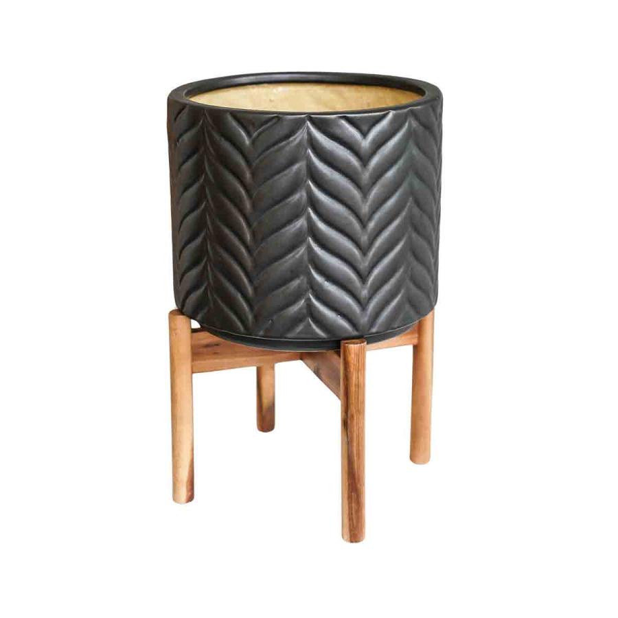 Planting & Growing |  Aspen Chevron Mercury Planter H40Cm D28Cm Planting & Growing Grey