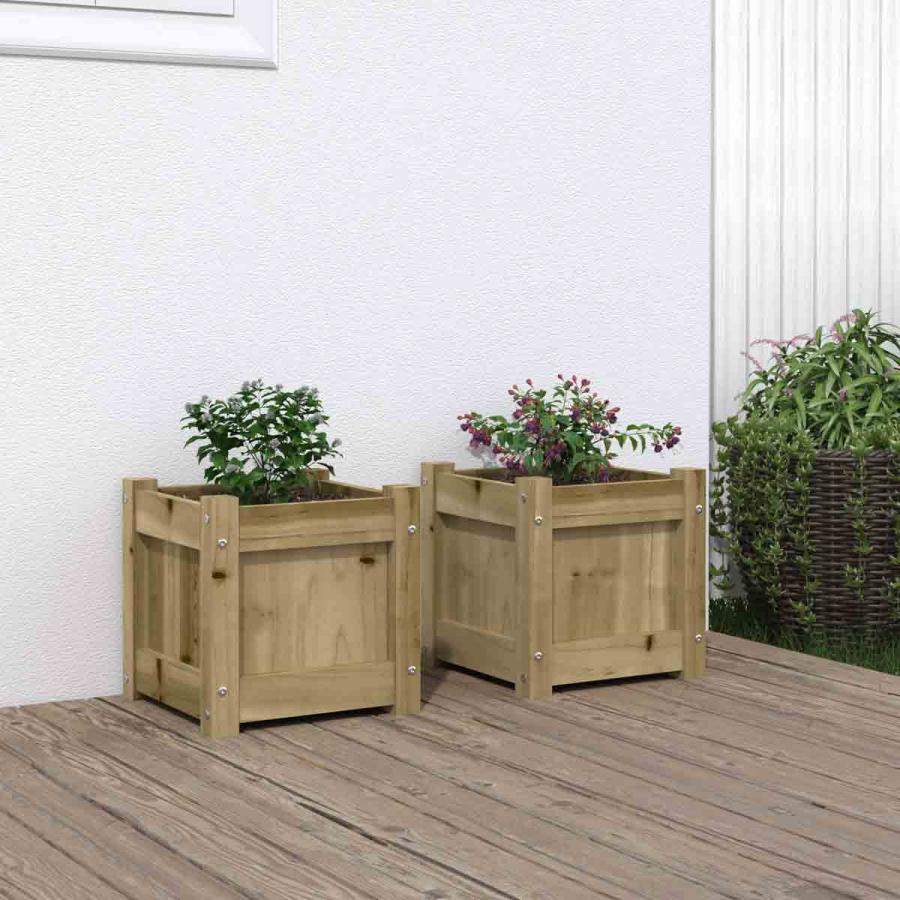 Planting & Growing |  Garden Planters 2 Pcs Impregnated Pine Planting & Growing Brown