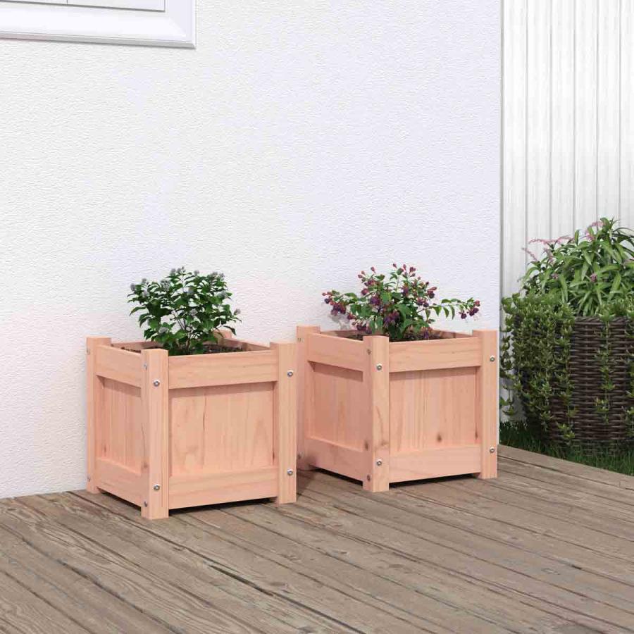 Planting & Growing |  Garden Planters 2 Pcs Solid Wood Planting & Growing Brown