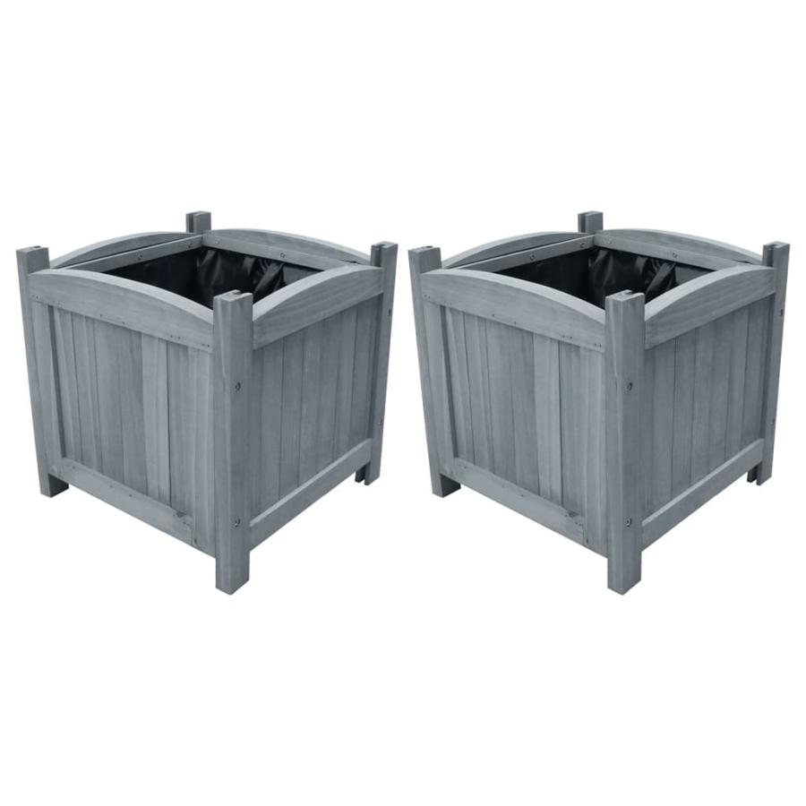 Planting & Growing |  Garden Raised Beds 2 Pcs 30X30X30Cm Solid Firwood Planting & Growing Grey