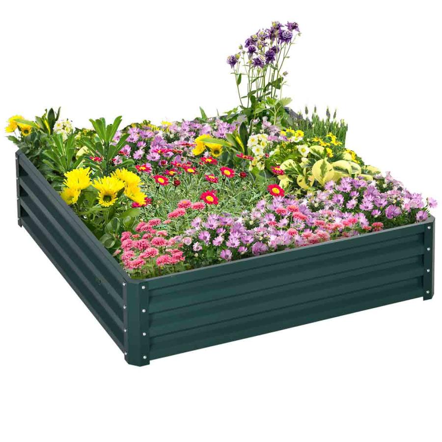 Planting & Growing |  Raised Garden Bed Metal Planter Green Planting & Growing Grey