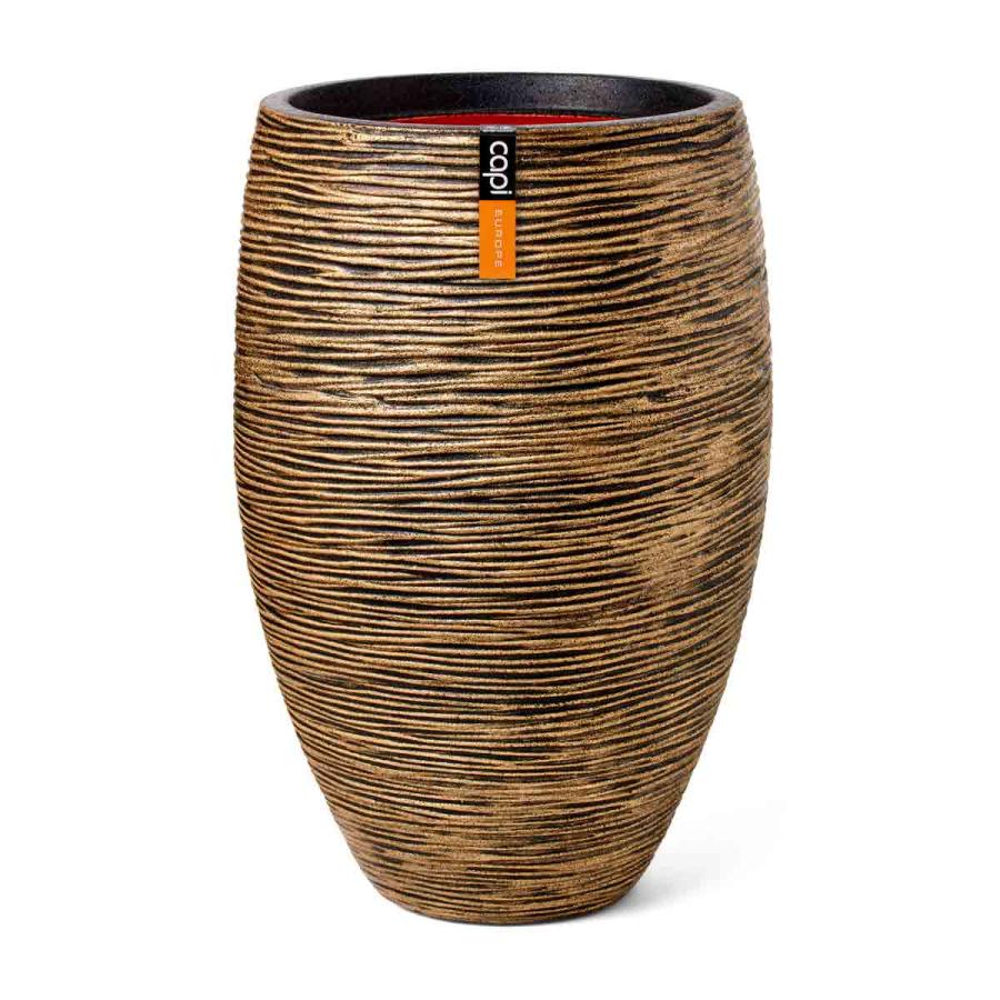 Planting & Growing |  Vase Elegant Deluxe Rib Nl 38X58 Black Gold Planting & Growing Gold